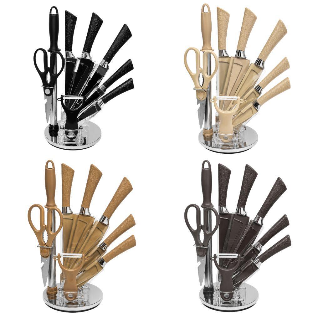  set coltelli da cucina con 8 utensili e ceppo girevole 360 gradi - foto 1