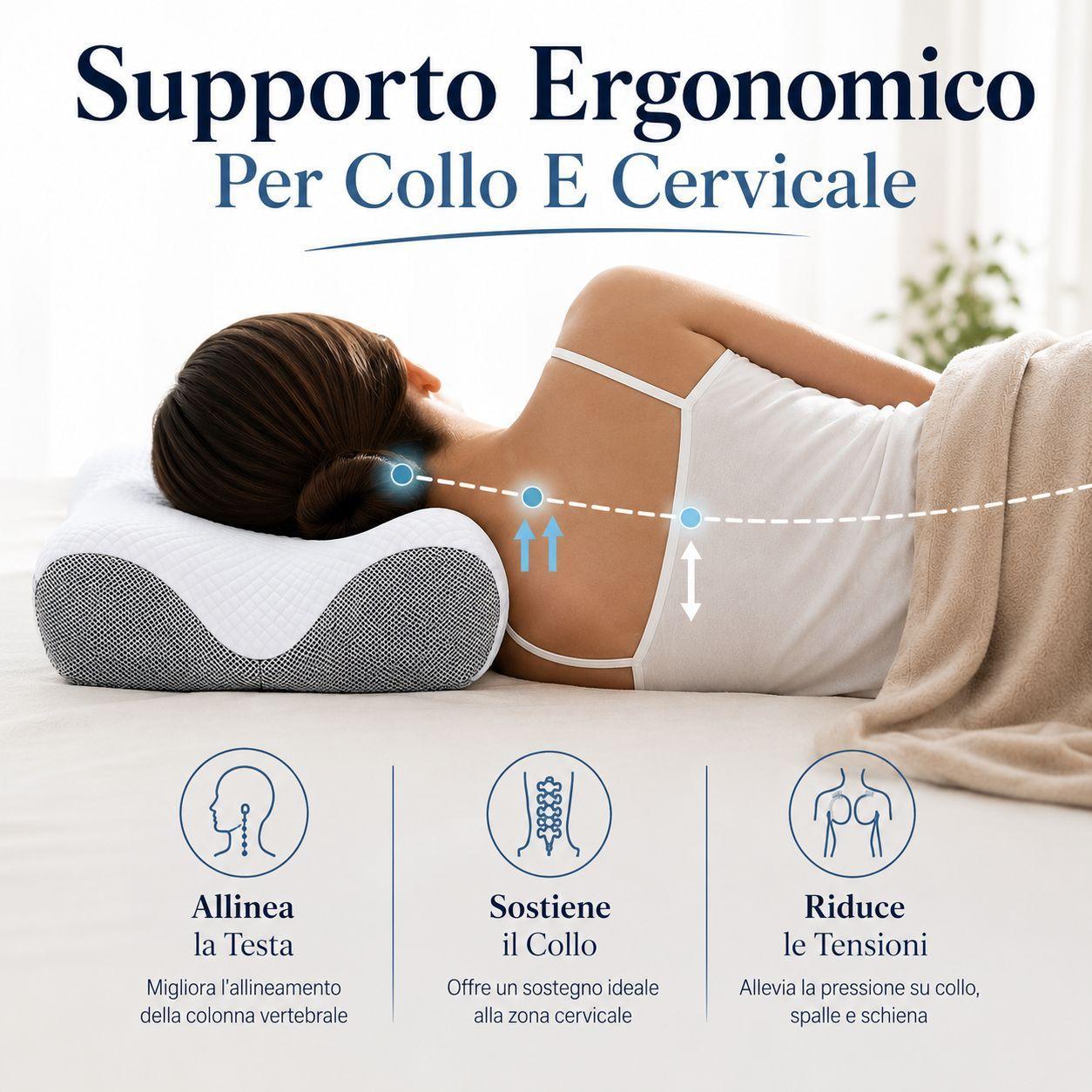  cuscino ergonomico memory foam 60x40 cm per cervicale - foto 2