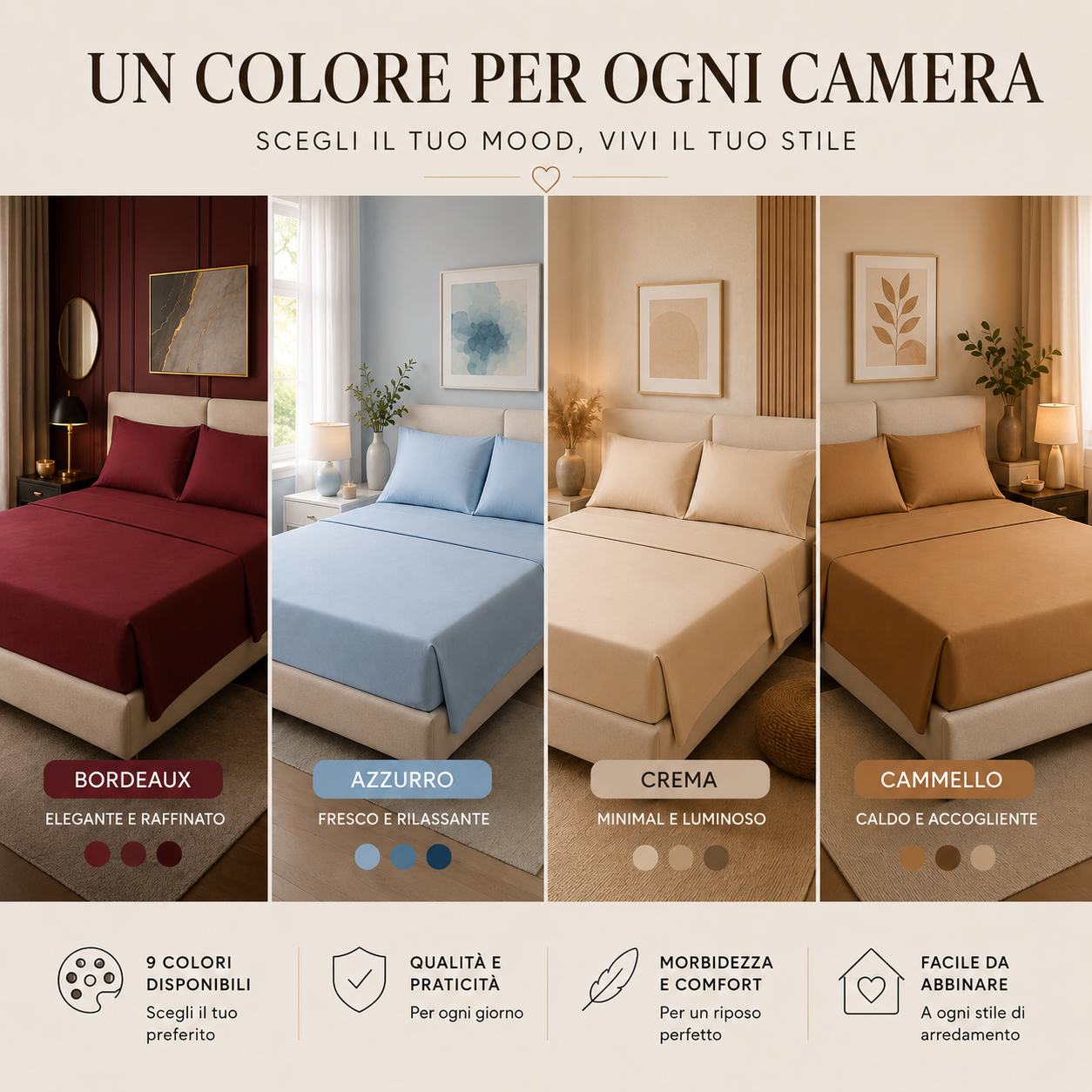  completo letto matrimoniale microfibra tinta unita set 4 pezzi con lenzuolo sopra e sotto con angoli e 2 federe - foto 4