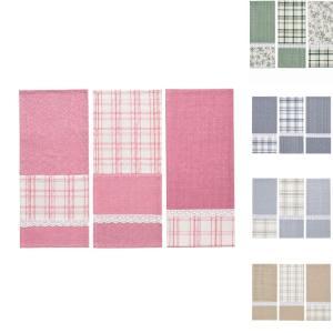 Set 3 strofinacci da cucina 50×70 cm con pizzo