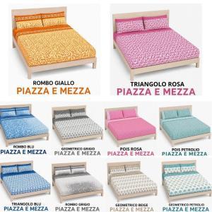Completo letto una piazza e mezzo lenzuolo sopra sotto con angoli e federe