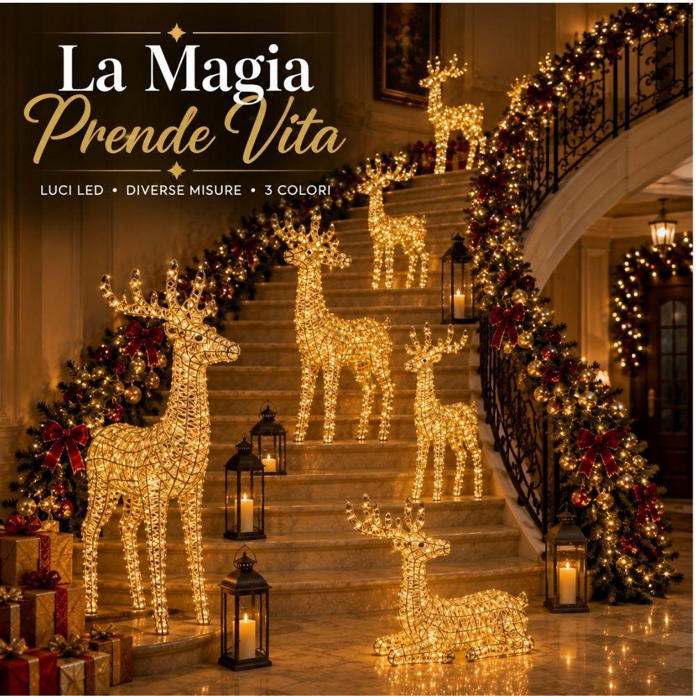  renna luminosa natalizia led 3d decorazione di natale in oro argento e rosso diverse misure - foto 5