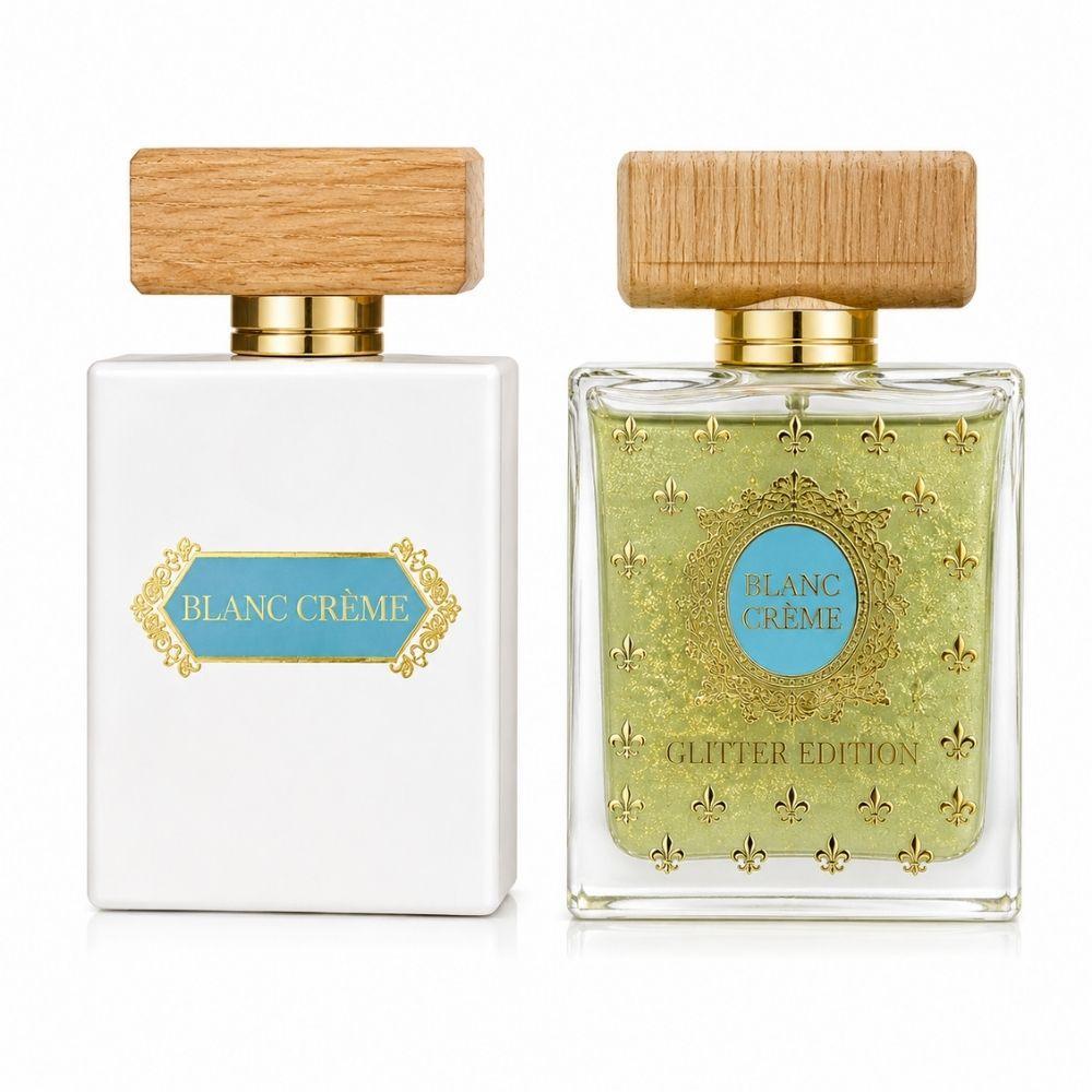 profumo blanc creme eau de parfum 100 ml, classica e glitter edition - foto 1 Flaconi Profumo Blanc Crème Eau de Parfum: versione Classica bianca e Glitter Edition verde con tappi legno
