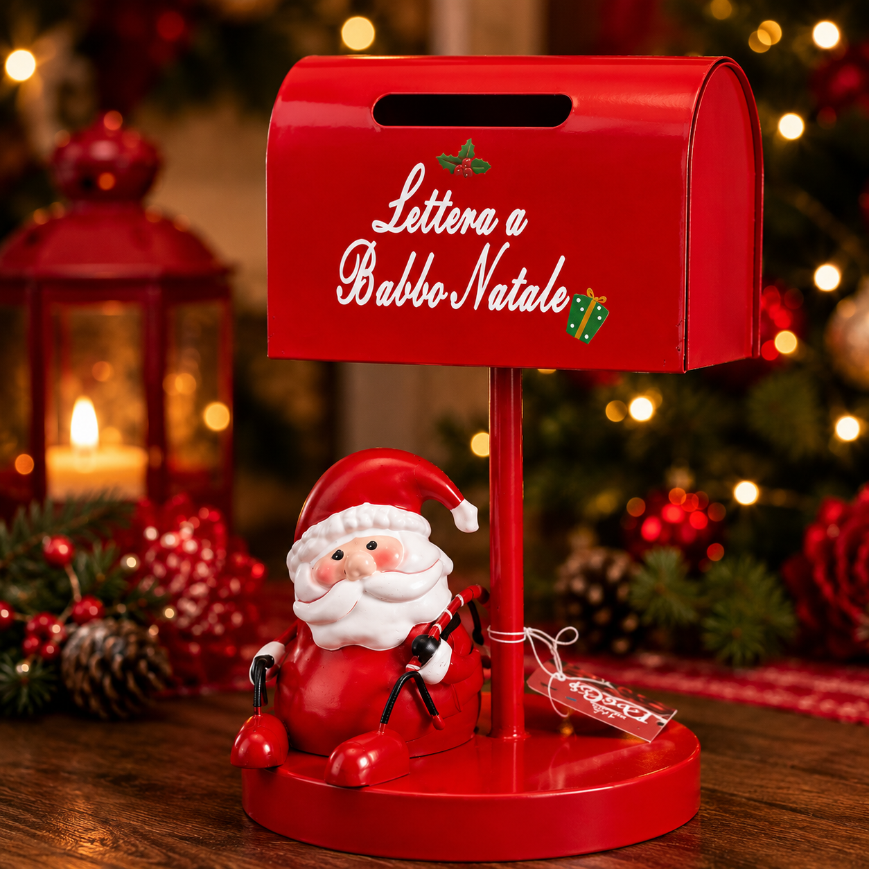  cassetta lettere di babbo natale con babbo natale decorativo – porta letterine natalizio rosso - foto 3
