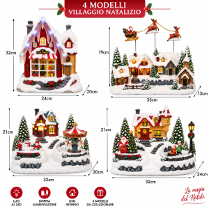 Villaggio natalizio luminoso con luci led e movimento – santa village decorazione natalizia con doppia alimentazione