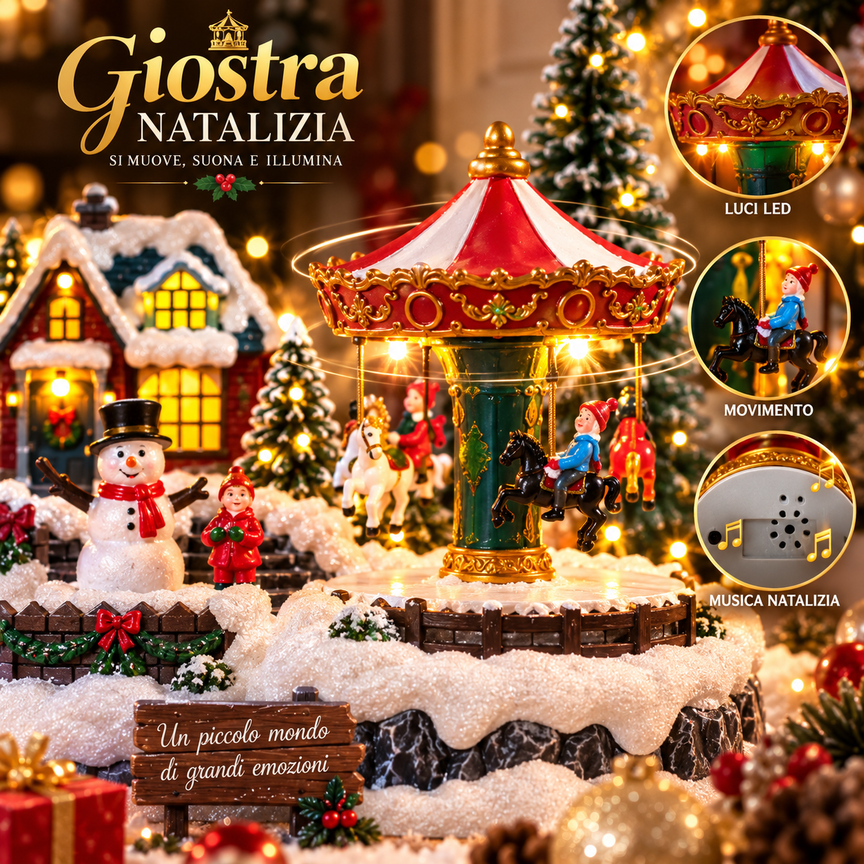  villaggio natalizio luminoso con luci led e movimento – santa village decorazione natalizia con doppia alimentazione - foto 4