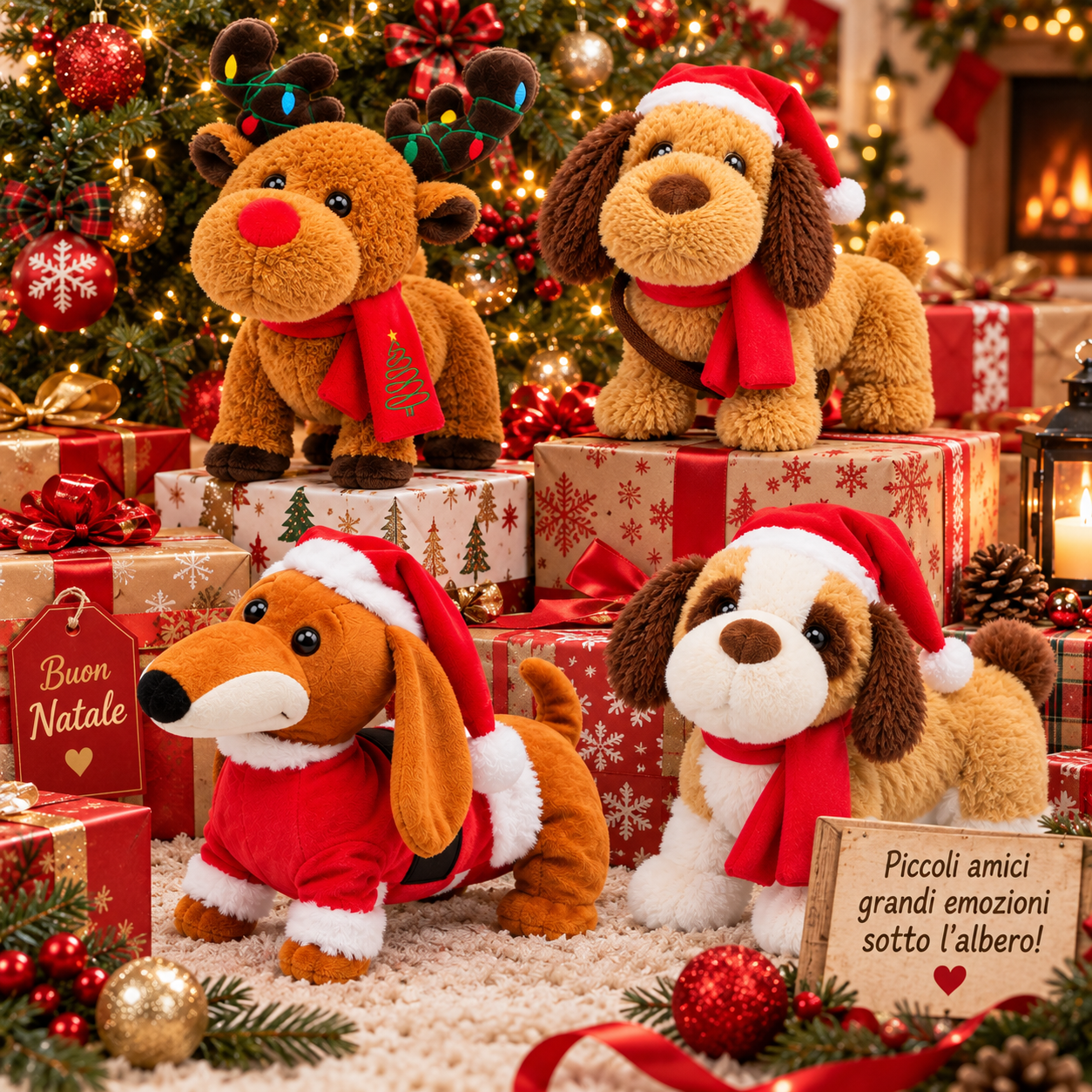 peluche natalizio interattivo con movimento e suono – cagnolino e renna – decorazione e idea regalo di natale - foto 3 peluche natalizio interattivo con movimento e suono – cagnolino e renna – decorazione e idea regalo di natale - foto 3