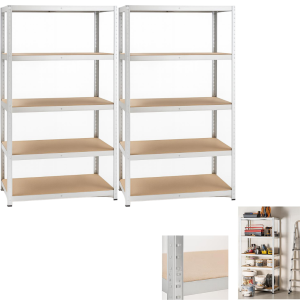 Coppia di scaffali a 5 ripiani 90x40x180cm portata 875kg