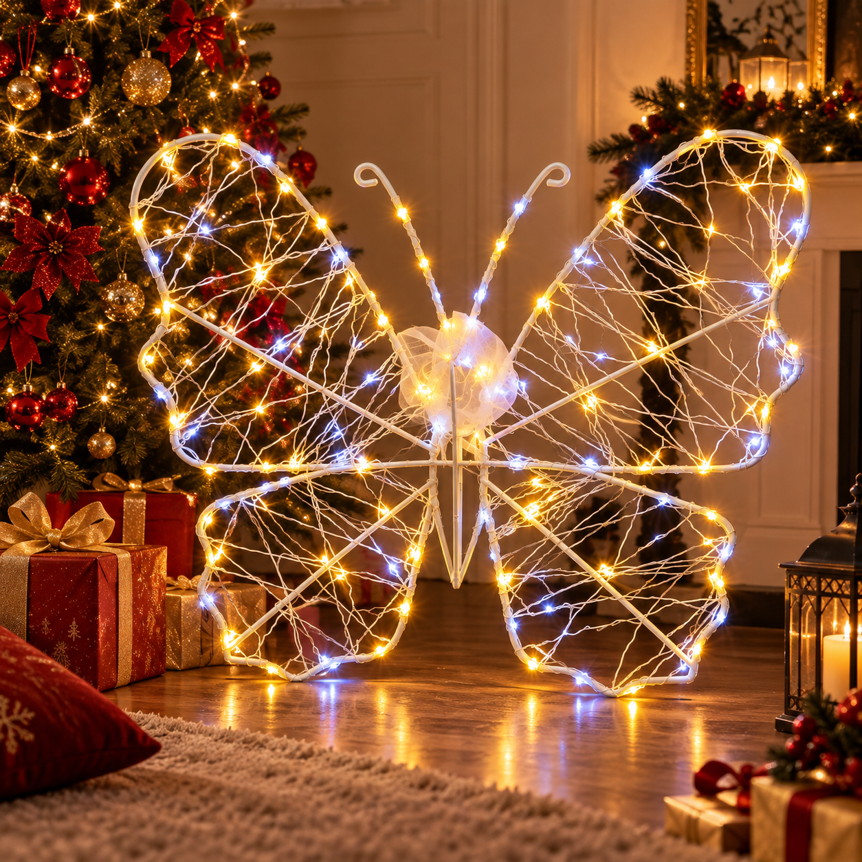  farfalla luminosa led 3d decorativa con micro luci bianco caldo e freddo  decorazione interno ed esterno - foto 3