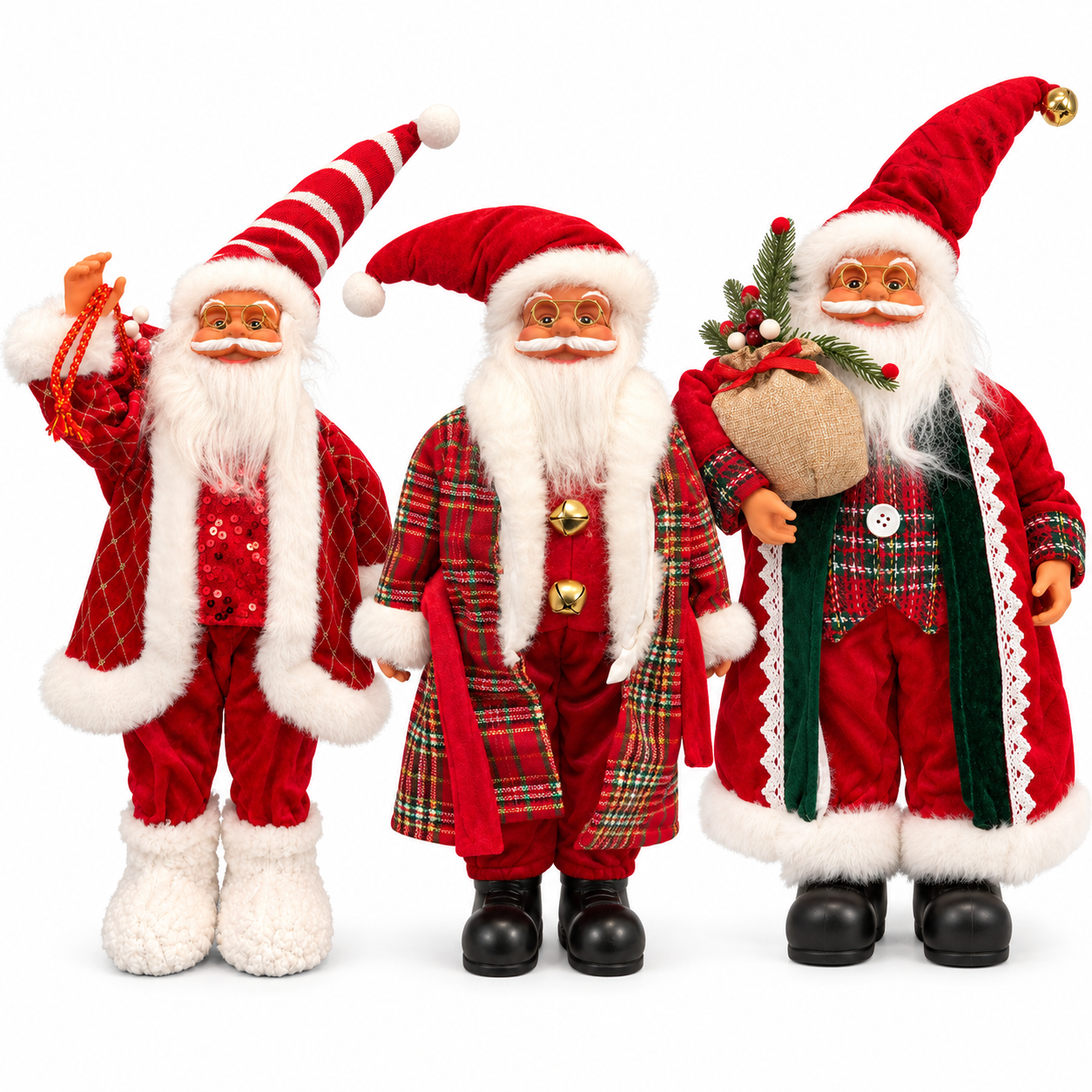  babbo natale decorativo in tessuto con barba e occhiali - foto 1