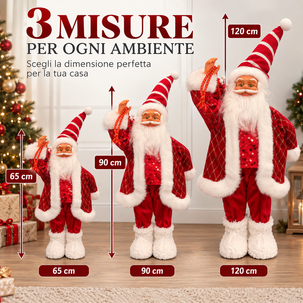  babbo natale decorativo in tessuto con barba e occhiali - foto 2