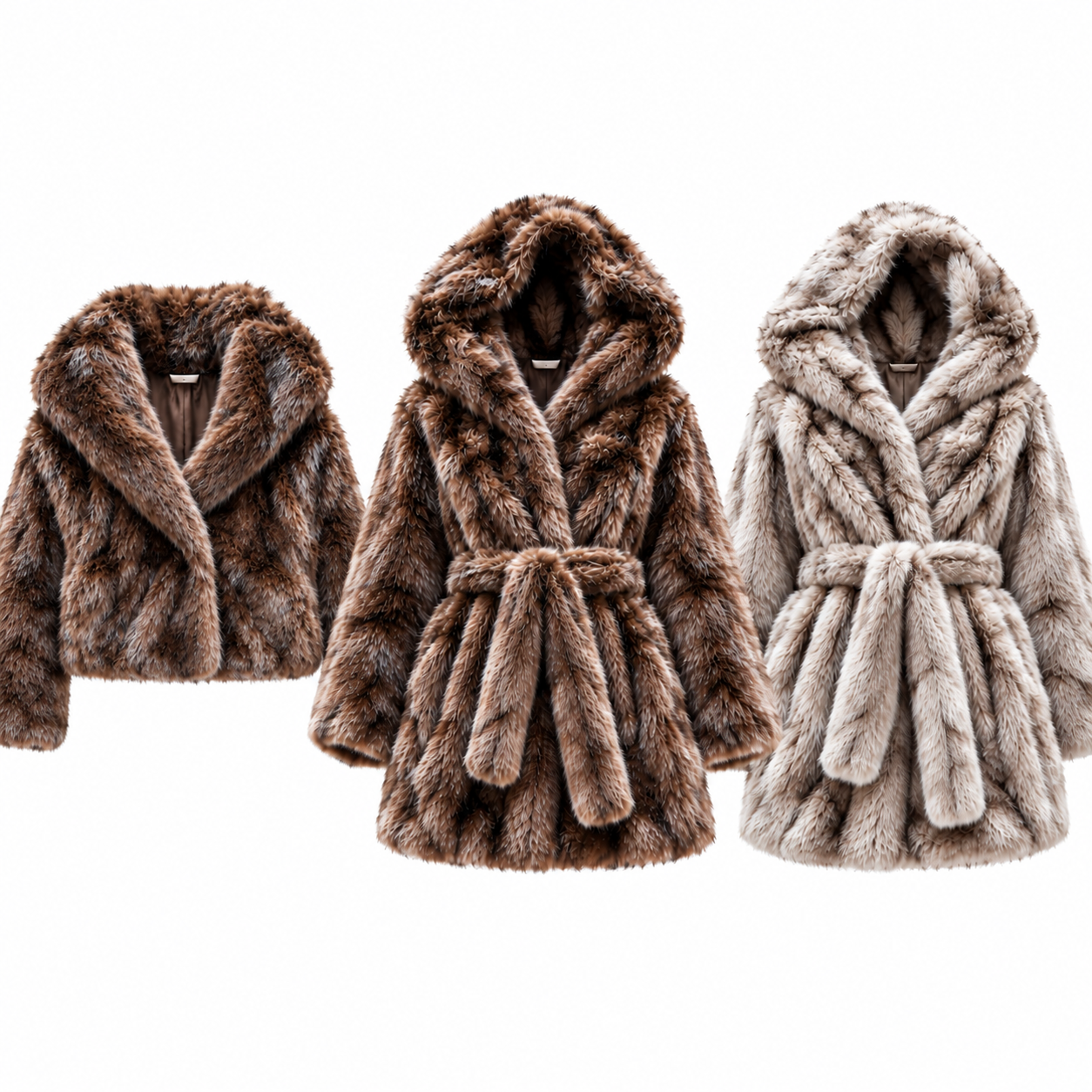  cappotto donna effetto ecopelliccia collo ampio o cappuccio - foto 1